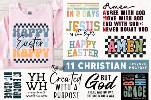 11 Retro Christian SVG Bundle: Scripture Graphics & T-Shirt Designs