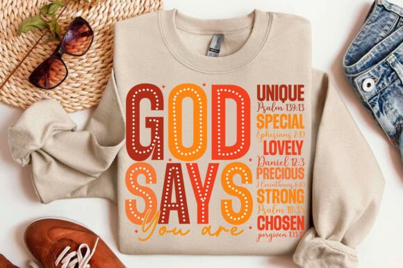 God Says You Are Fall PNG: Christian Graphics for T-Shirt Designs