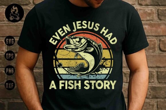 Jesus Fish Story Fishing SVG Graphics & T-Shirt Designs