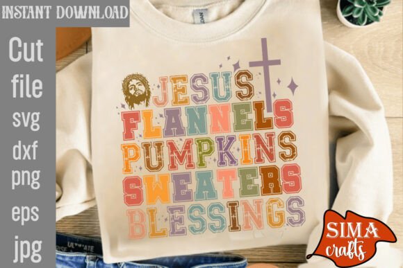 Jesus Flannels Pumpkins Sweaters Blessin Graphics for T-Shirt Designs