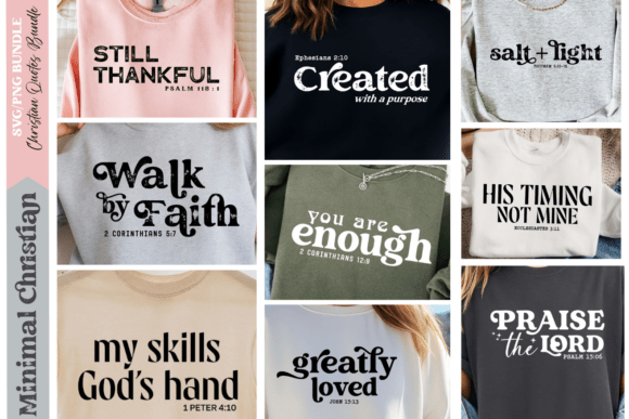 Minimal Christian Quote Graphics for T-Shirt Designs Review